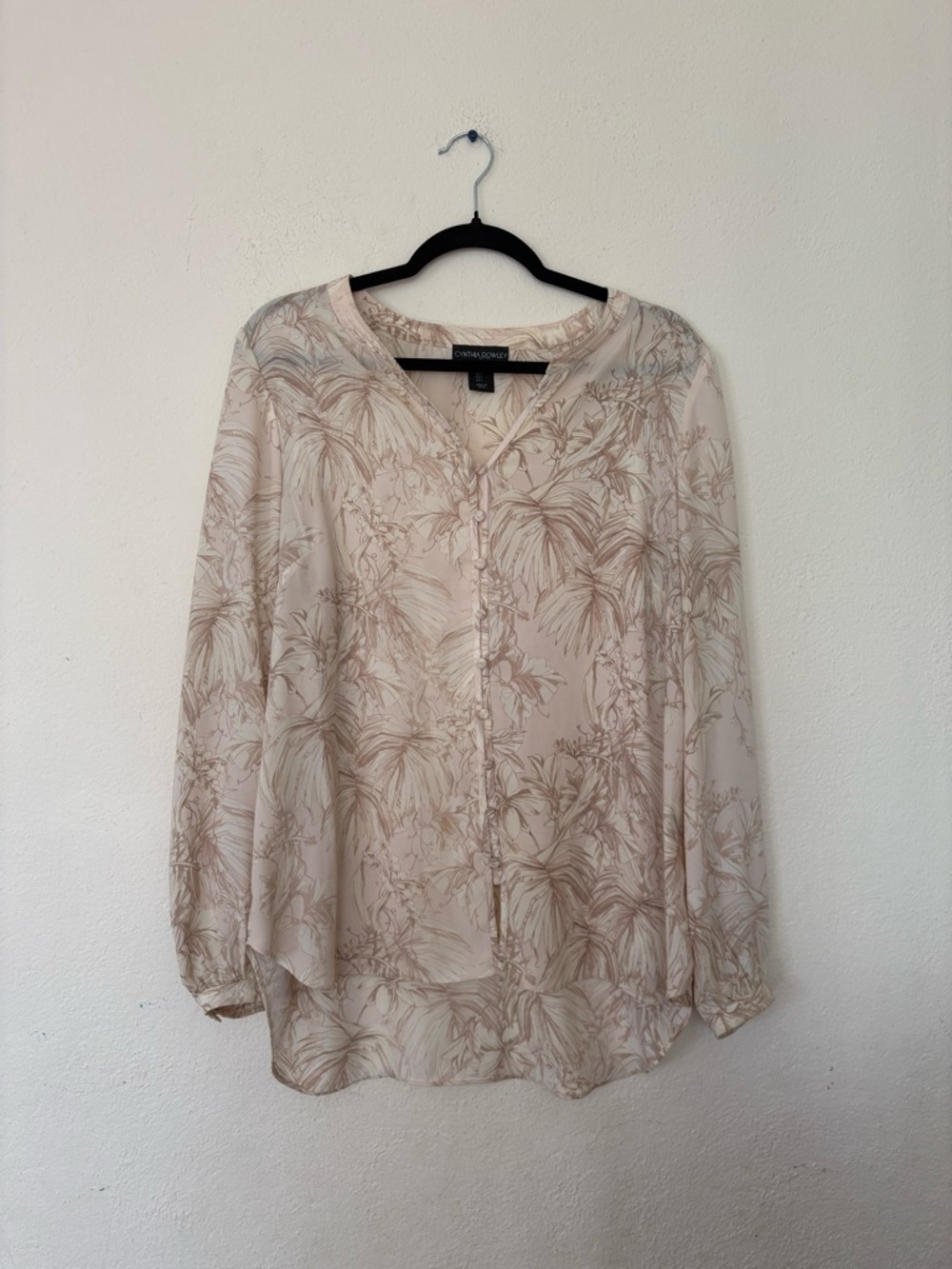 Cynthia Rowley Cream Floral Button-Front Blouse
